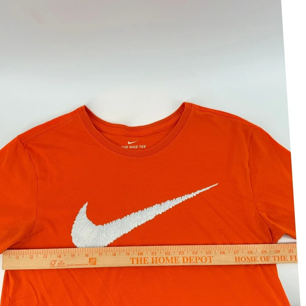 Nike Mens Dri-FIT Embroidered Swoosh Logo T-Shirt Orange Large Athletic Cut‎